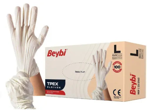 Beybi TPEX Eldiven krem large -100 lü kutu Lento Medikal