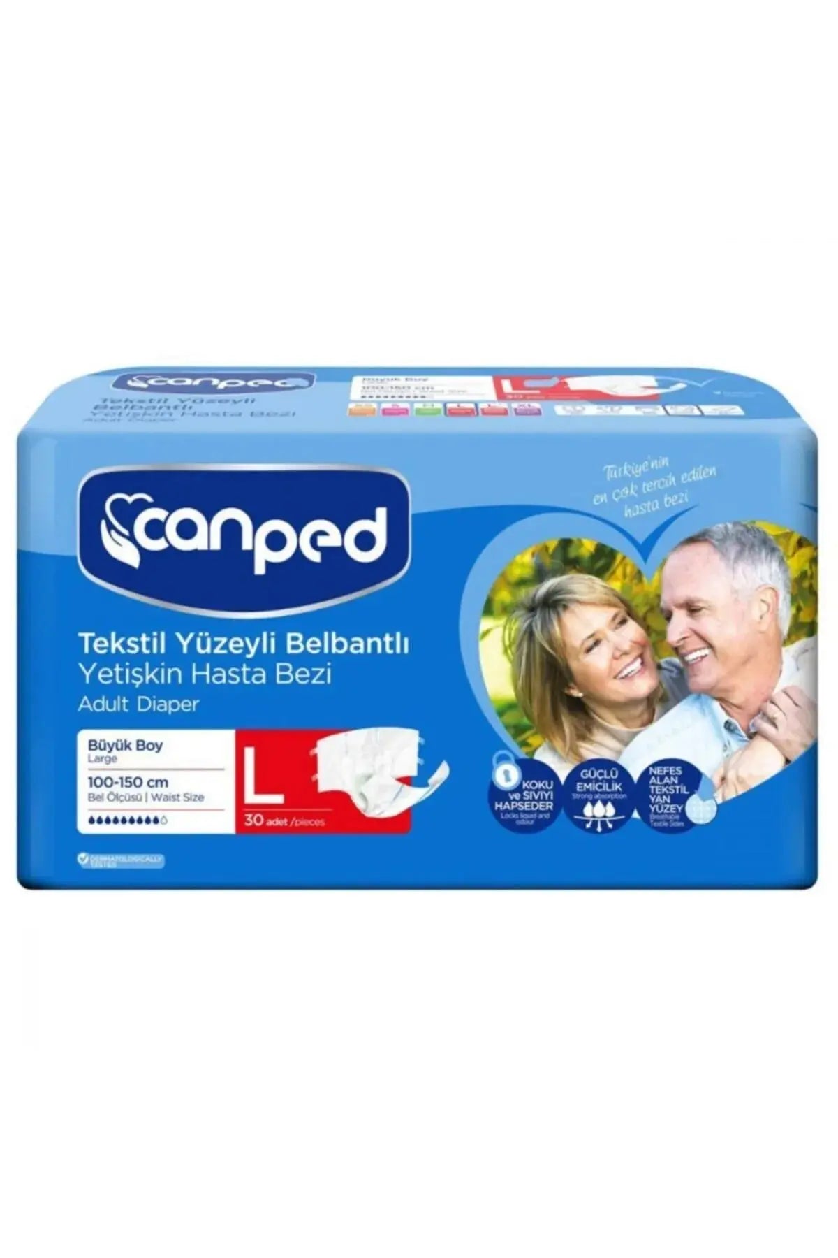Canped  Büyük Boy Large Belbantlı Hasta Bezi 30'lu - Lento Medikal