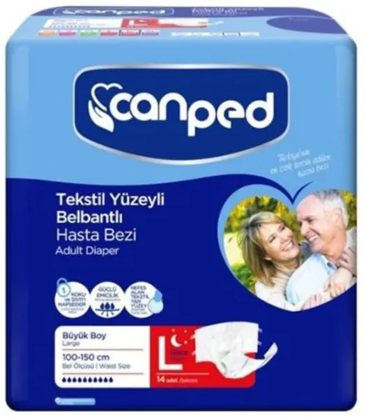 Canped Hasta Bezi Tekstil Yüzeyli Belbantlı LARGE 14lü Lento Medikal