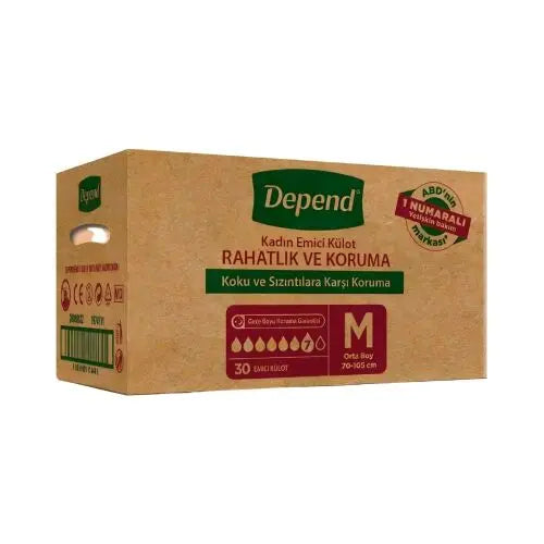 Depend Hasta Bezi Kadın (Medium - Orta Boy) 30'Lu Lento Medikal