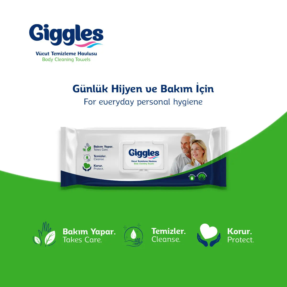 Giggles Vücut Temizleme Havlusu 50'li 3 Paket Lento Medikal