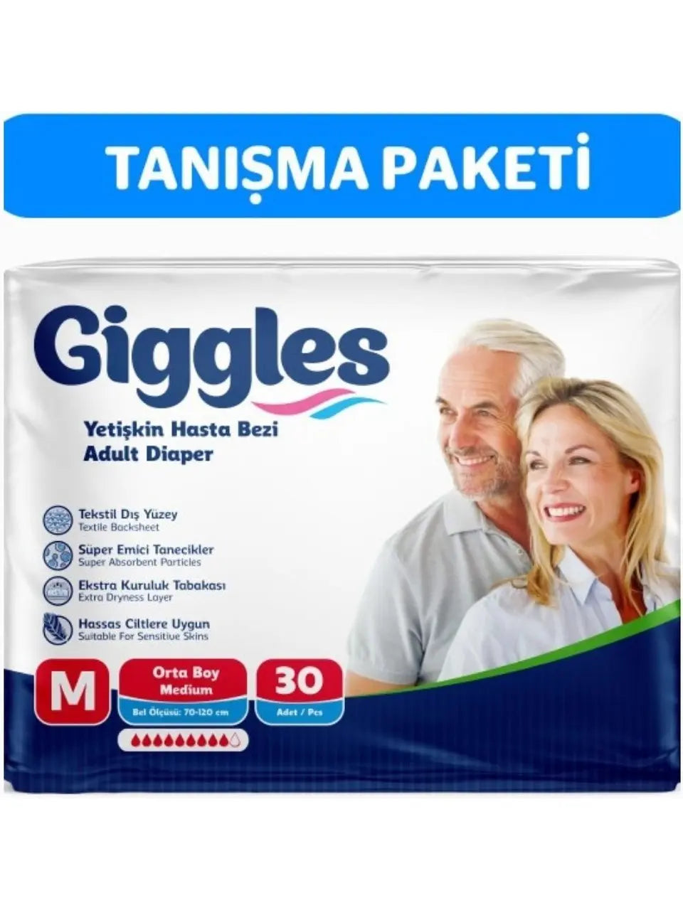 Giggles Yetişkin Bel Bantlı Hasta Bezi Medium 30 Adet Lento Medikal