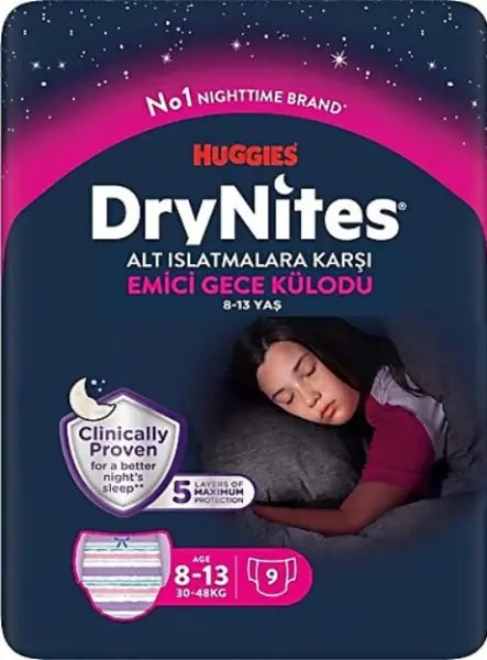 Huggies Drynites Pijama Pants Gece Külodu Kız Çocuk 8-13 Yaş 9'Lu Lento Medikal