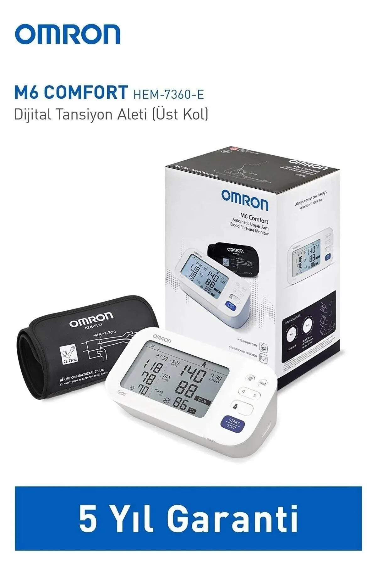 Omron M6 Comfort HEM-7360-E Dijital Koldan Tansiyon Ölçer Lento Medikal