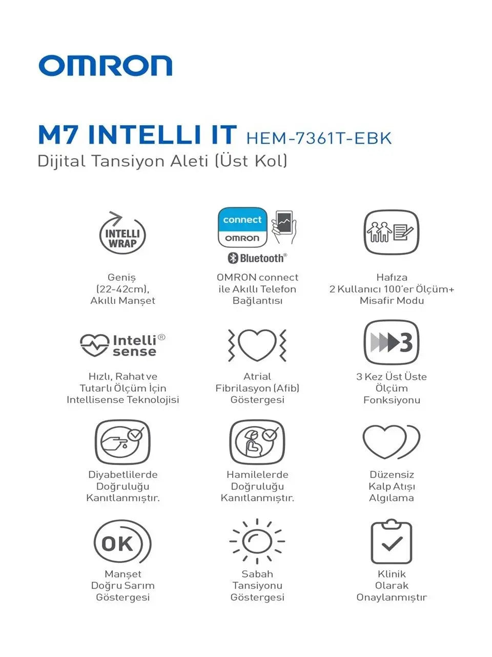 Omron M7 Intelli IT Tam Otomatik Tansiyon Aleti - Lento Medikal