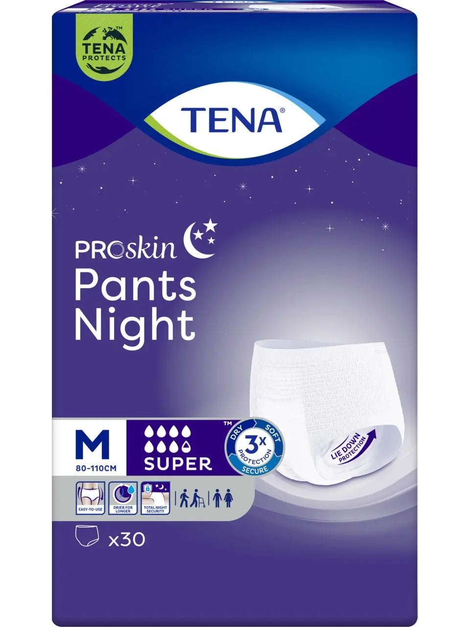 TENA ProSkin Pants Night 7.5 Damla Emici Külot Gece Bezi Orta Boy (M) 30’lu - Lento Medikal