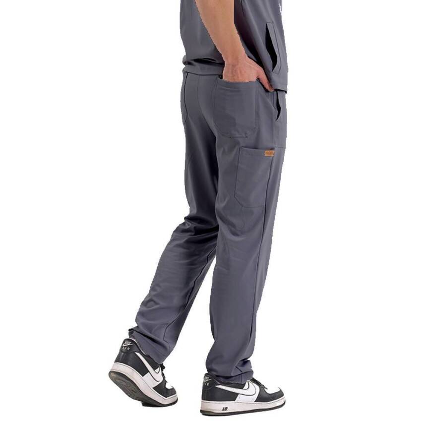 BRL MEDİMEN | TEK ALT Özel Cep Ve Dikişli Likralı Erkek Cerrahi Pantolon Füme