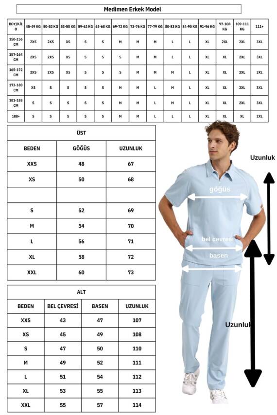 BRL MEDİMEN | TEK ALT Özel Cep Ve Dikişli Likralı Erkek Cerrahi Pantolon Gri