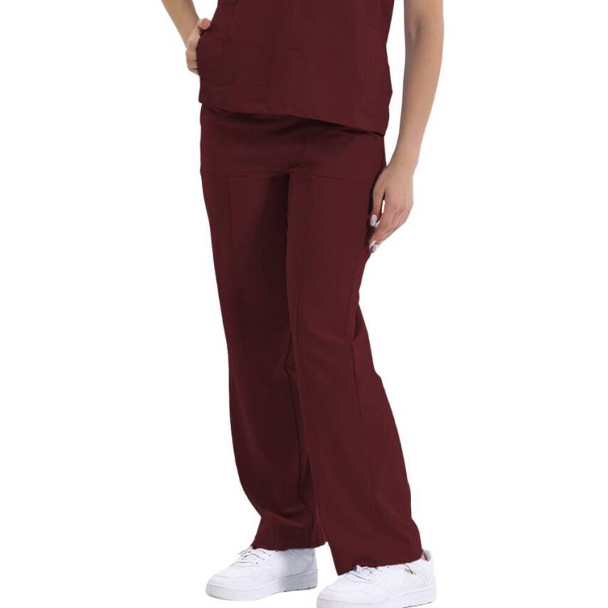 BRL MEDİNİLLA & MEDİKAGO | TEK ALT Çift Yön Likralı Kadın Cerrahi Pantolon Bordo