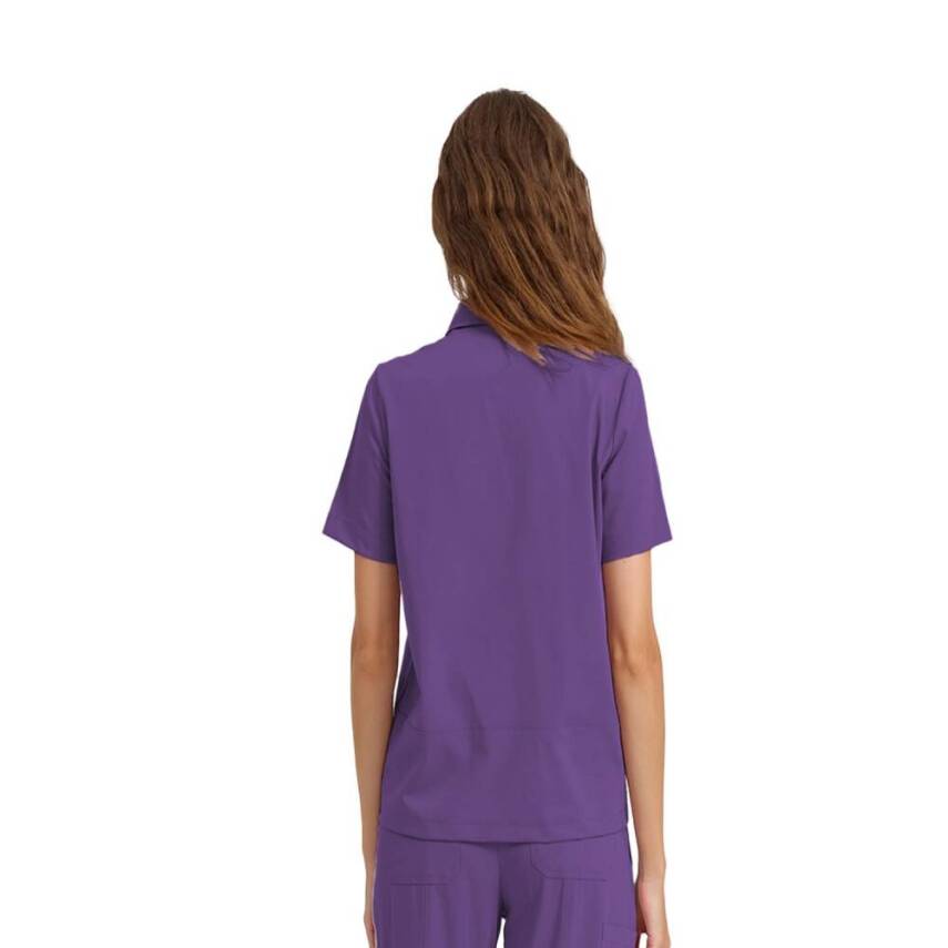 BRL MEDİNİLLA | Tek Üst Yandan Cepli Gizli Fermuar Polo Yaka Doktor Hemşire Cerrahi Forma Mor