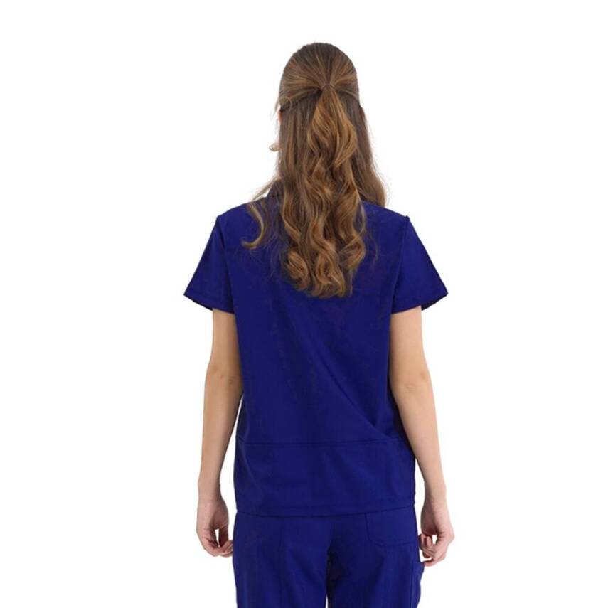 BRL MEDİNİLLA | Tek Üst Yandan Cepli Gizli Fermuar Polo Yaka Doktor Hemşire Cerrahi Forma Parlement Mavi