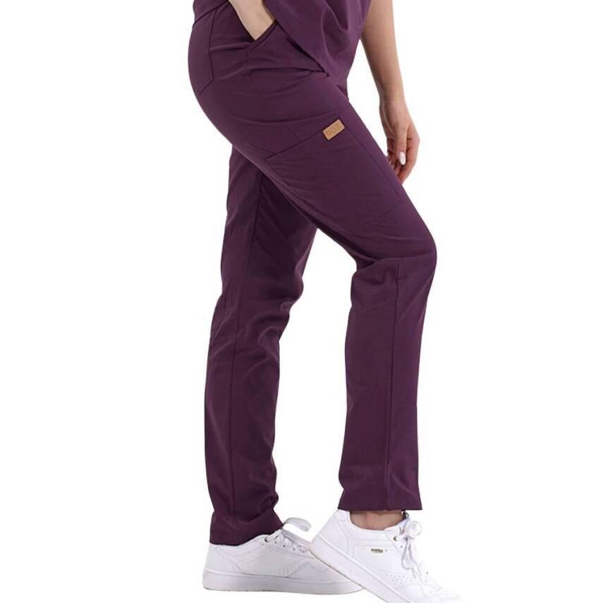 BRL SNAPS | TEK ALT Torba Cepli Doktor ve Hemşire Pantolon Mürdüm