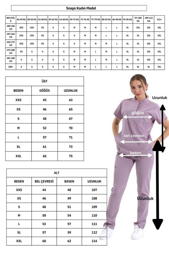 BRL SNAPS | TEK ALT Torba Cepli Doktor ve Hemşire Pantolon Koyu Pudra